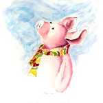Original watercolor of Iren's piglet on high quality T-shirts, all cotton inside and polyester out, machine wash
