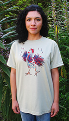 Little Rooster short sleeve  T-shirt. Color: Alpine Spruce Original drawing of Iren’s gorgeous chicks on  light and durable Vapor T-shirts, moisture wicking and fast drying, perfect for sports or everyday use. Spun poly with the feel of cotton. Machine wash.