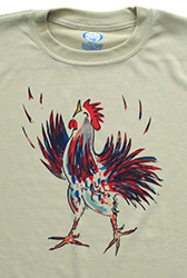 Little Rooster short sleeve  T-shirt. Color: Alpine Spruce Original drawing of Iren’s gorgeous chicks on  light and durable Vapor T-shirts, moisture wicking and fast drying, perfect for sports or everyday use. Spun poly with the feel of cotton. Machine wash.