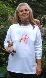Ham-let Long Sleeve T-shirt. Original drawing of Iren's happy little piglet on soft and comfortable Adult Long Sleeve T-shirts. Some customers like to wear them with pajama pants to bed. Cotton inside and polyester out, machine wash.