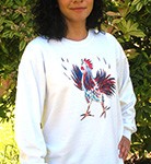 Little Rooster Long Sleeve T-shirt. Original drawing of Iren's gorgeous chicks on comfortable Long Sleeve T-shirts, so soft some customers like to wear them to bed. Cotton inside and polyester out, machine wash.