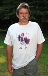 Little Rooster short sleeve  T-shirt. Color: November white Original drawing of Iren’s gorgeous chicks on  light and durable Vapor T-shirts, moisture wicking and fast drying, perfect for sports or everyday use. Spun poly with the feel of cotton. Machine wash.